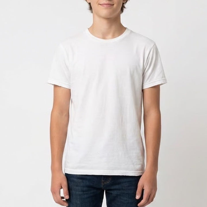 Fruit of the Loom White Cotton Crewneck T-Shirt Youth Medium 10-12 Solid Basic