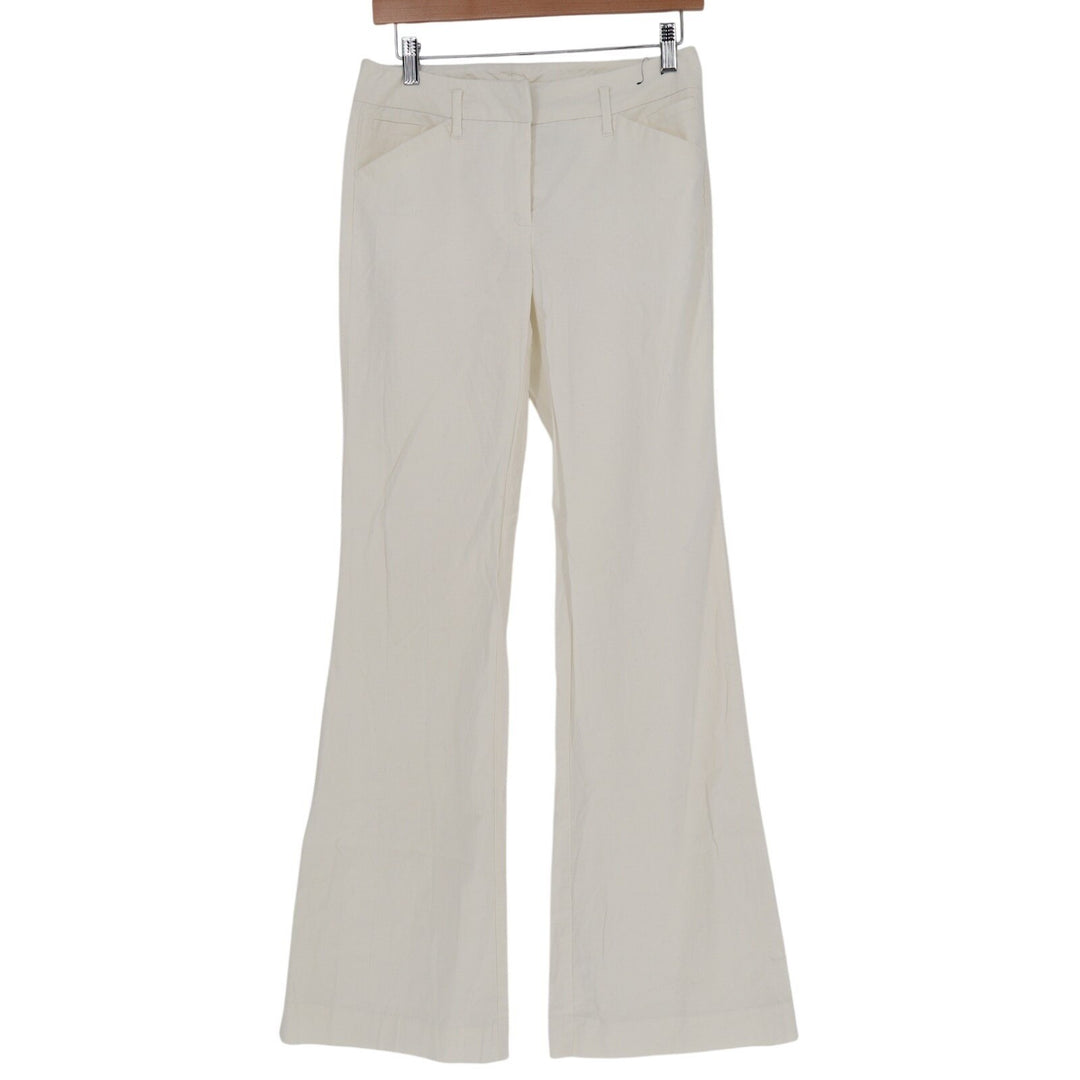 New York & Company Pants Women 0 Tall Beige Stretch Preppy Low Rise Wide Leg