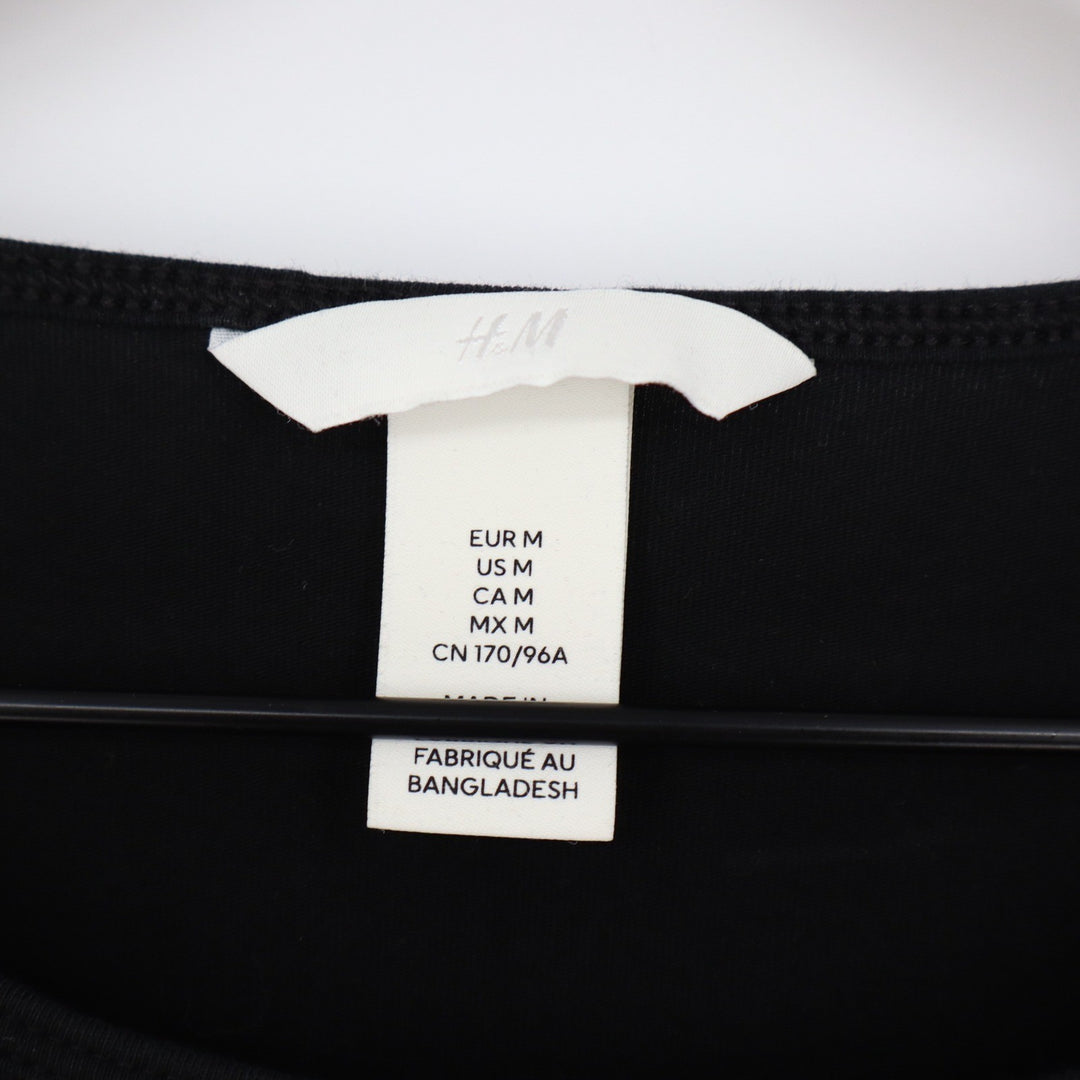 H&M Womens Black Long Sleeve Scoop Neck Cotton Stretch Basic Tee Shirt Size M