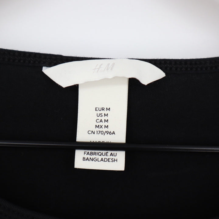 H&M Womens Black Long Sleeve Scoop Neck Cotton Stretch Basic Tee Shirt Size M