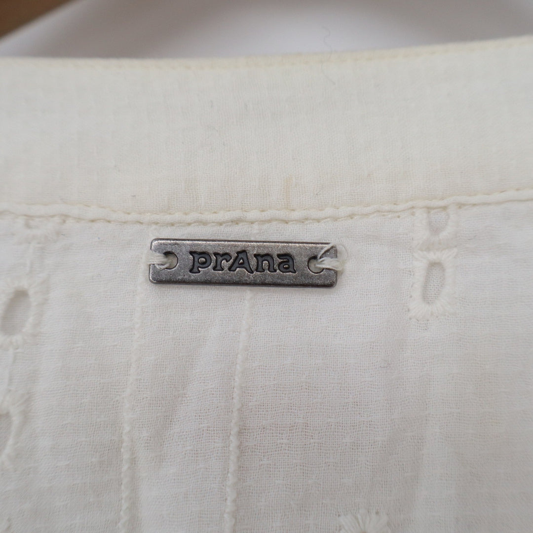 Prana Womens Cream Organic Cotton Eyelet Zip Up Bomber Jacket Size S