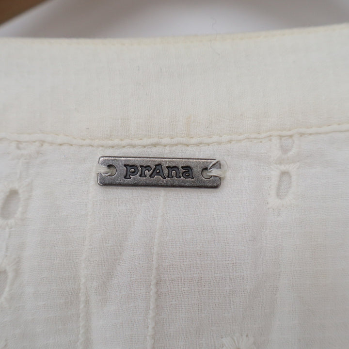 Prana Womens Cream Organic Cotton Eyelet Zip Up Bomber Jacket Size S