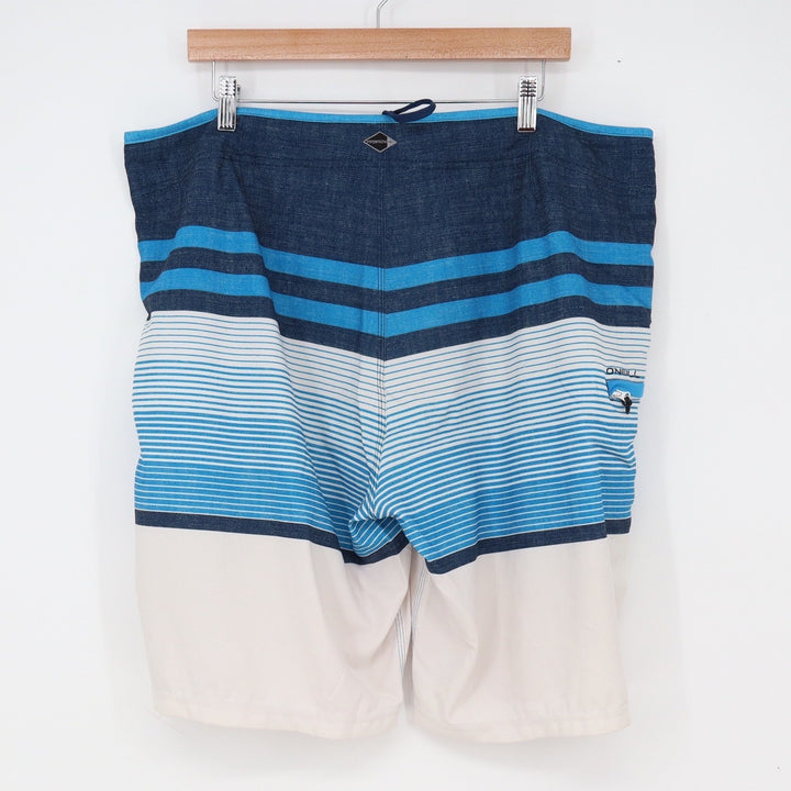 O'Neill Boardshorts Mens 40 Hyperfreak Blue White Striped Stretch Good