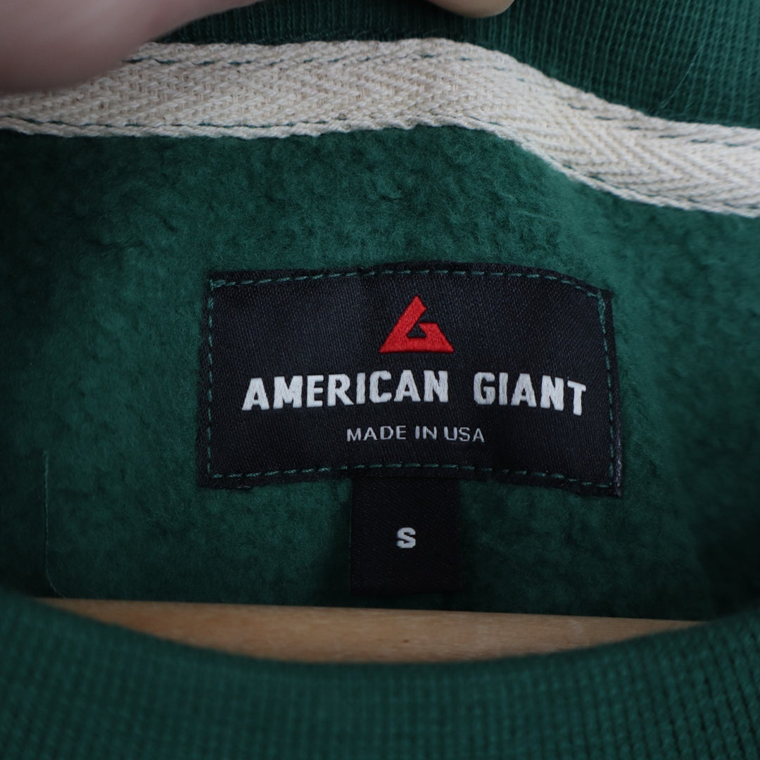 American Giant Midweight Sweatshirt Mens S Green Cotton Crew Neck Raglan Sleeve