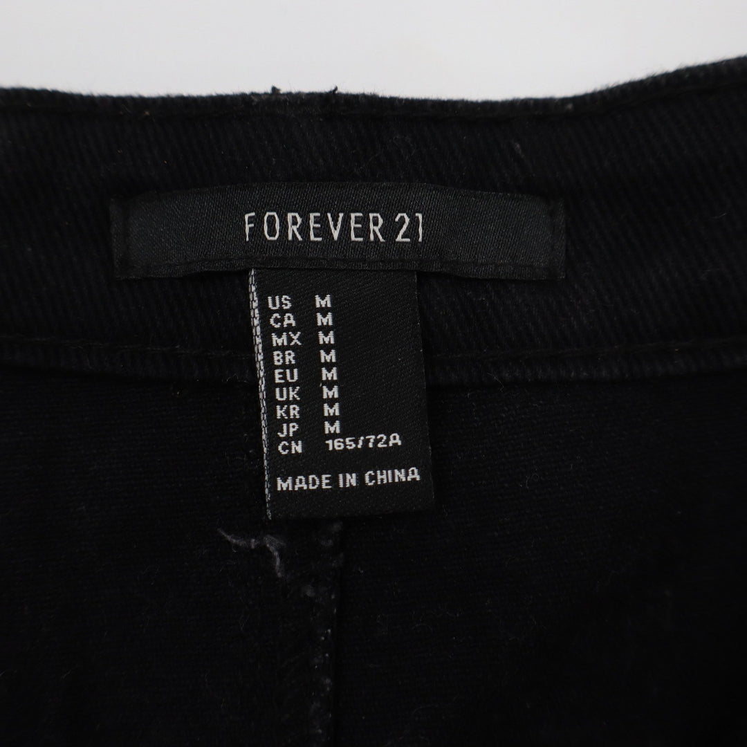 Forever 21 Skirt Womens M Pencil Black Button Front Denim Excellent