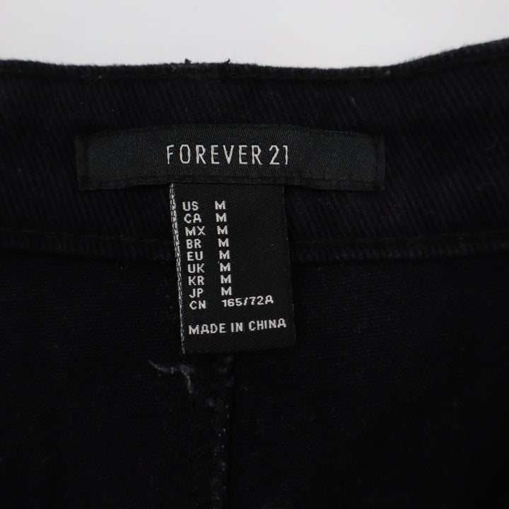Forever 21 Skirt Womens M Pencil Black Button Front Denim Excellent