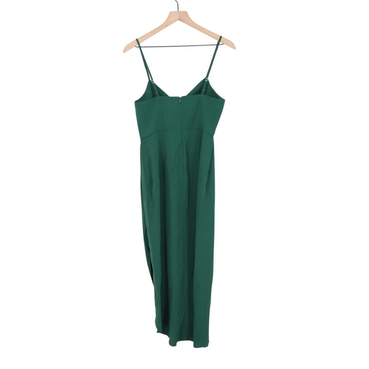 Lulus Reinette Midi Dress Womens Small Dark Green Lined Pleated Spaghetti Straps