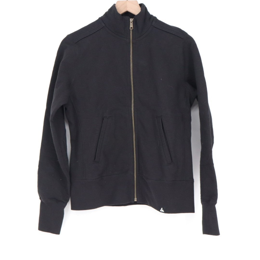 American Giant Moto Jacket Mens Small Black Full Zip Cotton Fleece Mock Neck