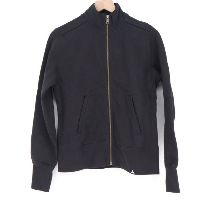 American Giant Moto Jacket Mens Small Black Full Zip Cotton Fleece Mock Neck