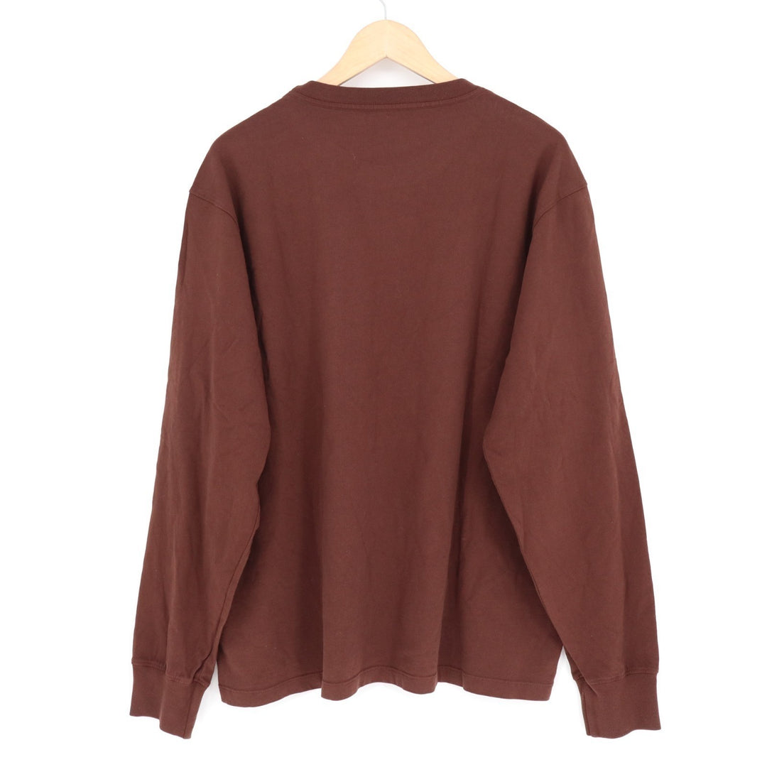 American Giant T-Shirt Mens XL Maroon Cotton Long Sleeve Front Pocket Crew Neck