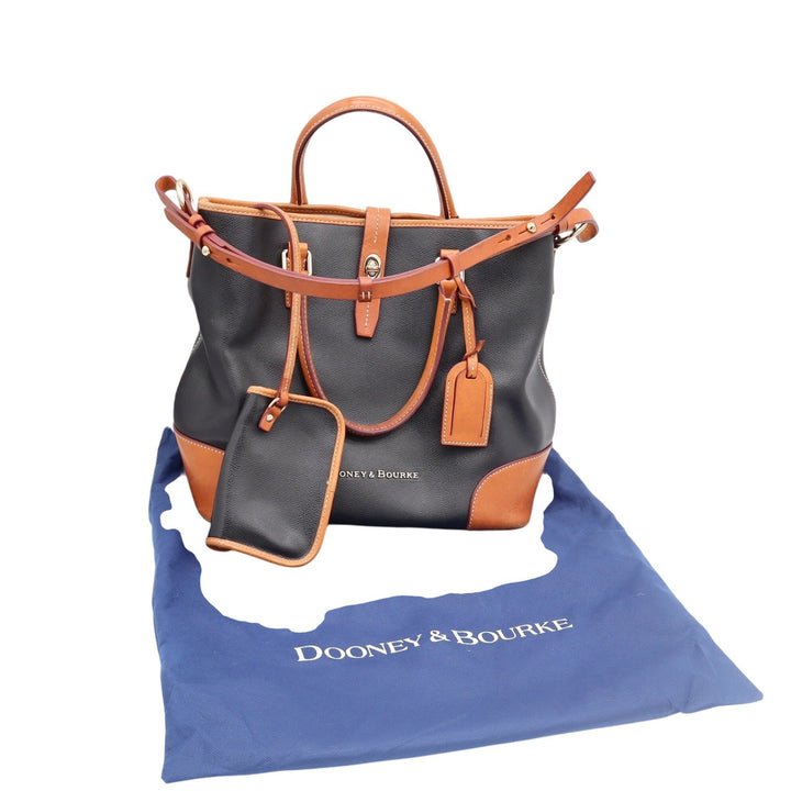 Dooney & Bourke Tote Bag Womens Large Pebble Leather Black Tan Classic Excellent