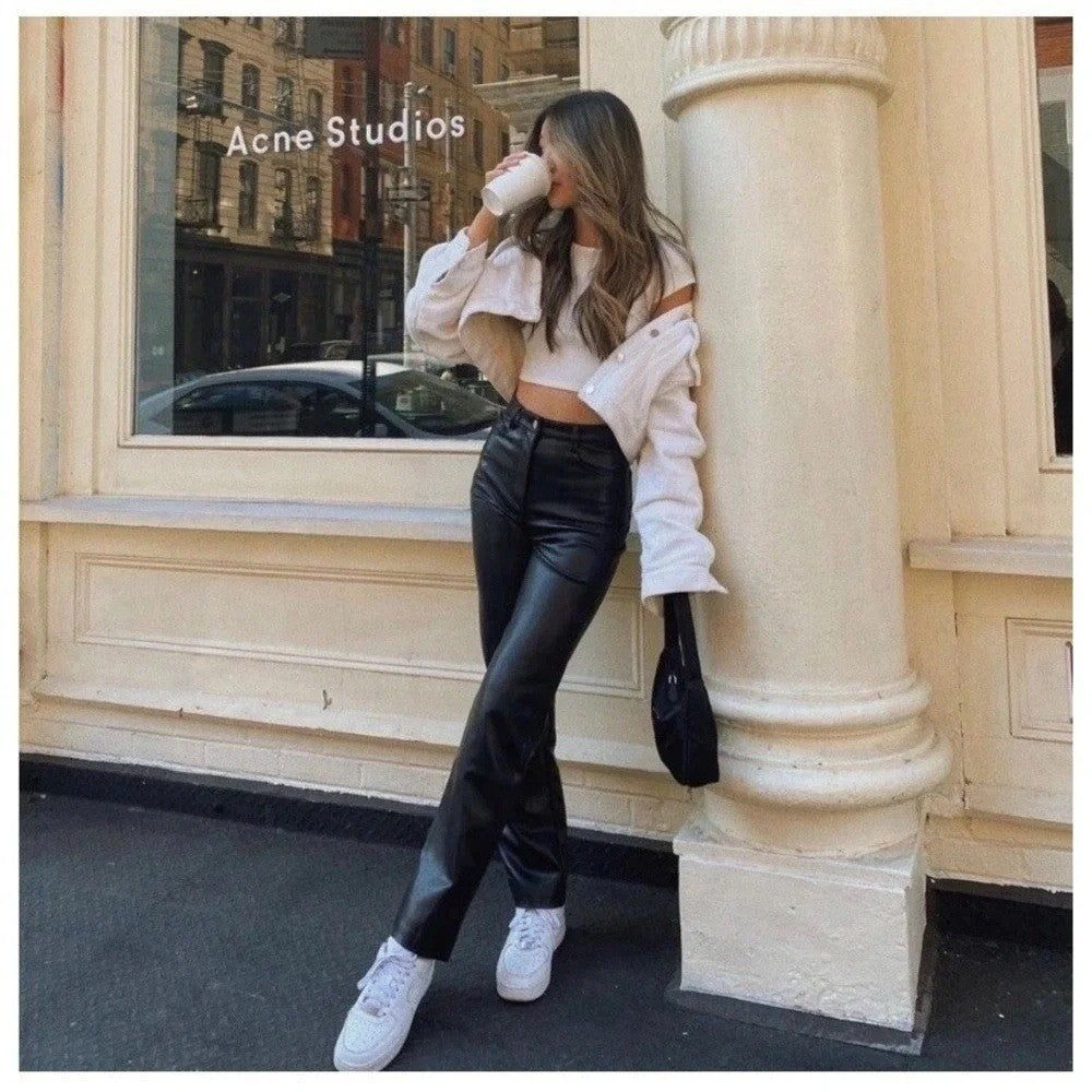 Wilfred The Melina Pant Aritzia Black Vegan Leather Slim High Rise Size 4