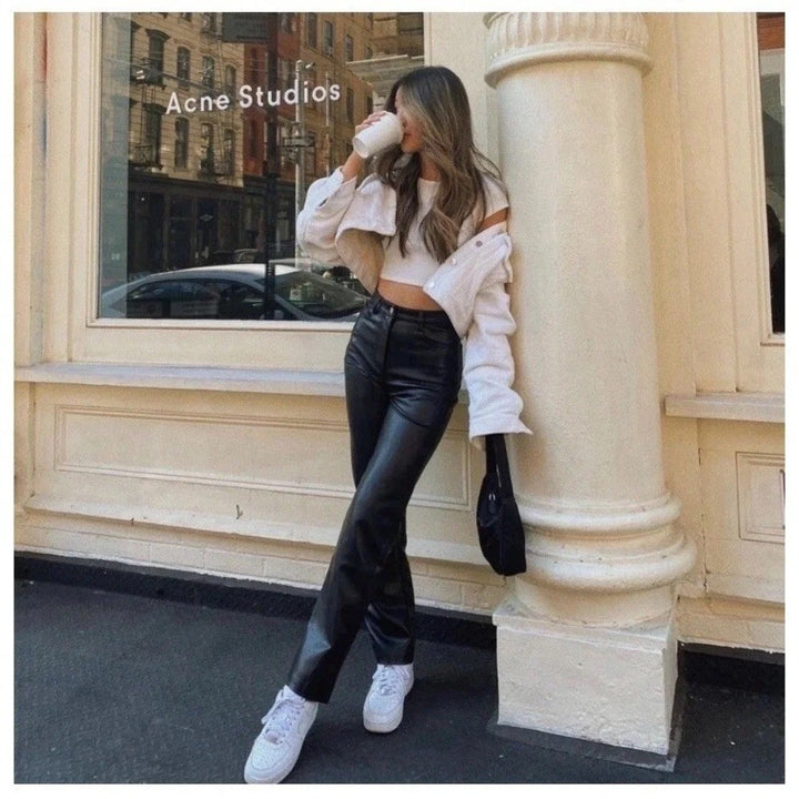 Wilfred The Melina Pant Aritzia Black Vegan Leather Slim High Rise Size 4
