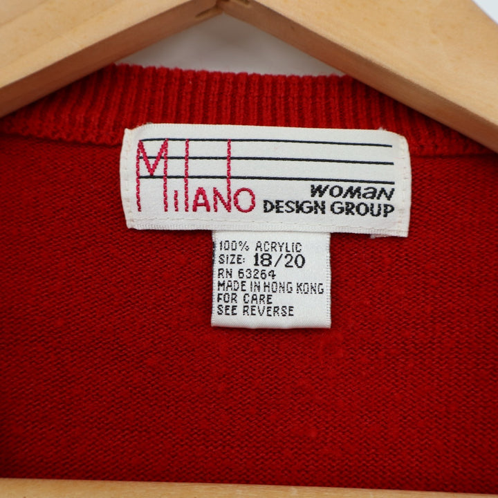 Milano Design Group Cardigan Sweater Womens 18/20 Red Tight Knit Button Front