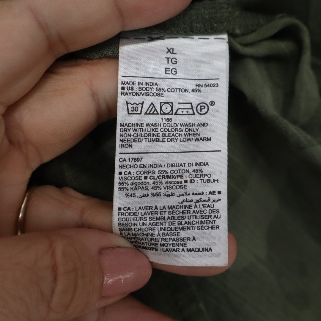 Old Navy Womens XL Camo Button Down Blouse Green Camouflage Short Sleeve Top