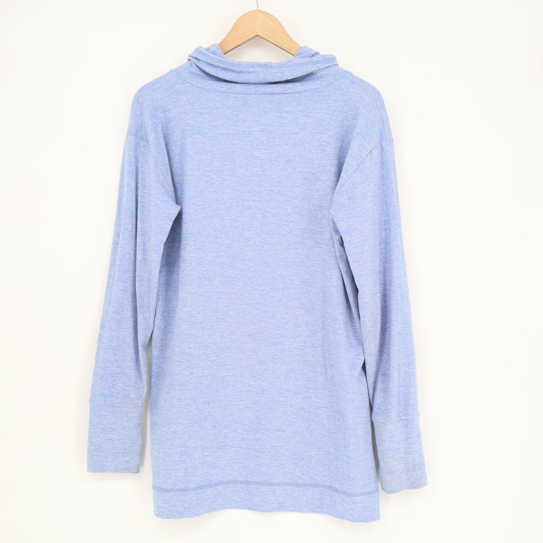 Aerie Just Add Leggings Tunic Top Womens Large Blue Space Dye Stretch Cowl Neck