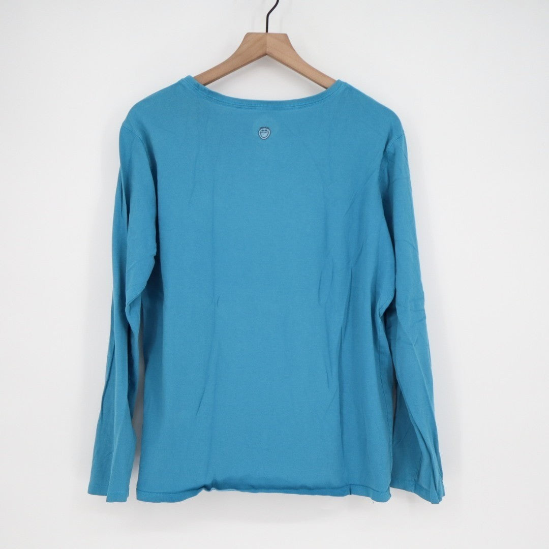 Life Is Good T-Shirt Womens XL Blue Cotton Graphic Print Classic Fit Long Sleeve