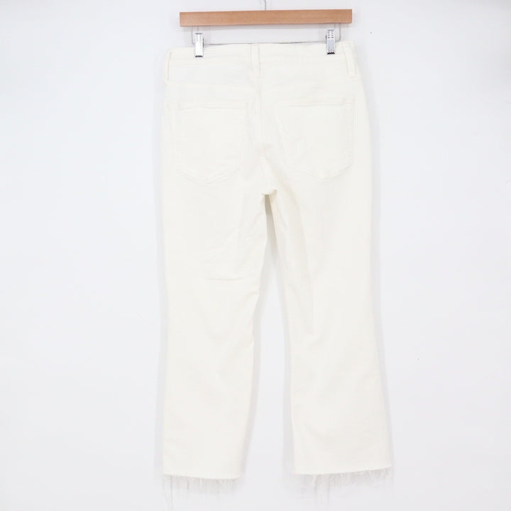J.Crew Jeans Womens 30 Mid-Rise Flare Crop White Raw Hem Excellent