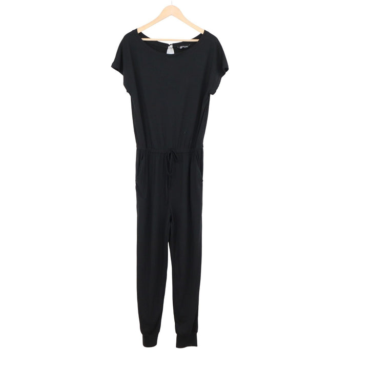 PrettyGarden Black Short Sleeve Drawstring Waist Jogger Jumpsuit 7024 Small