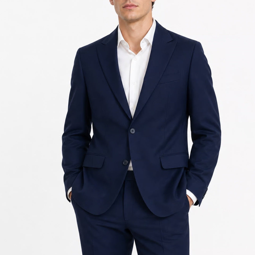 Express Mens Navy Blue Two-Button Tailored Blazer Jacket Size 40R Solid