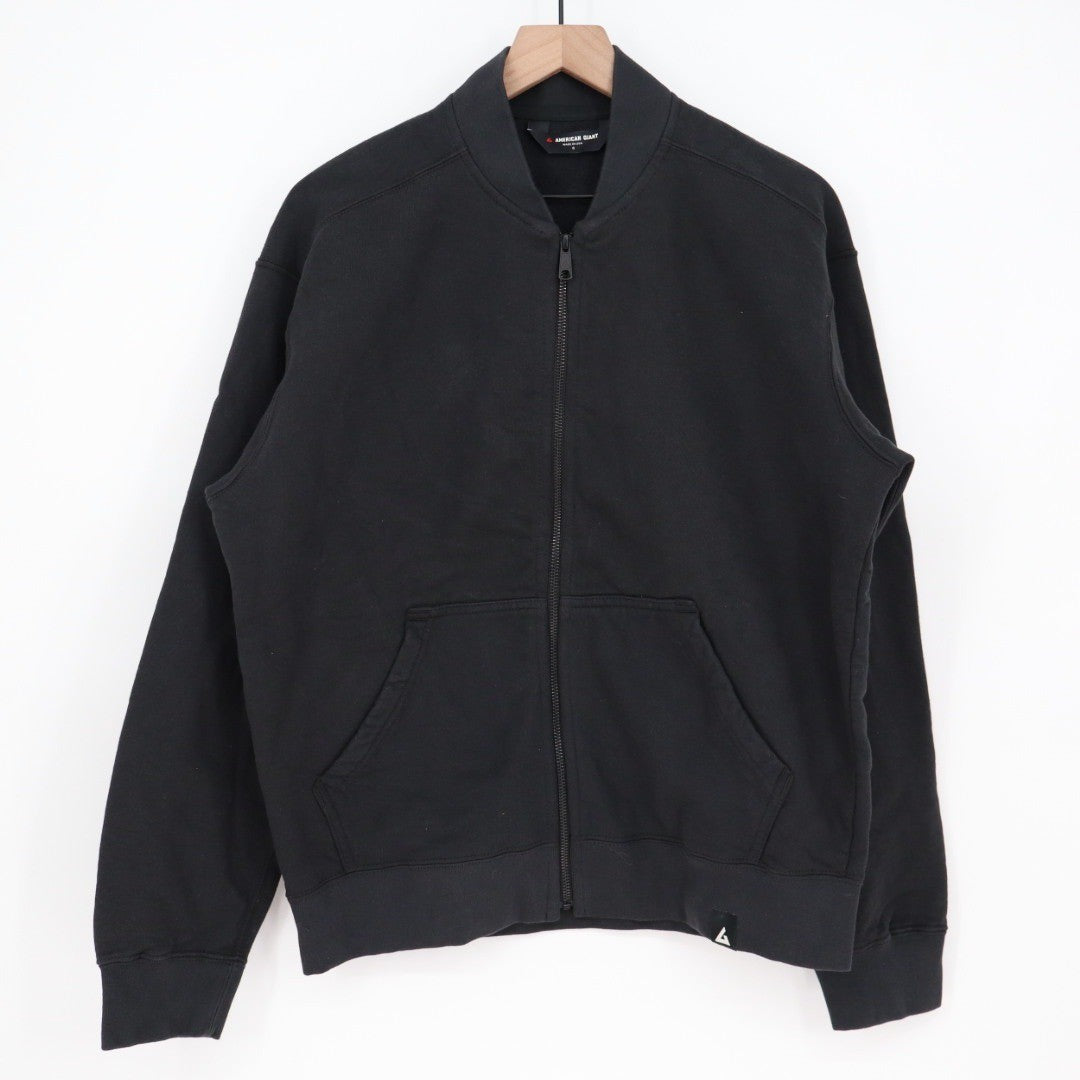 American Giant Full Zip Bomber Jacket Black Cotton Made in USA Mens Size S