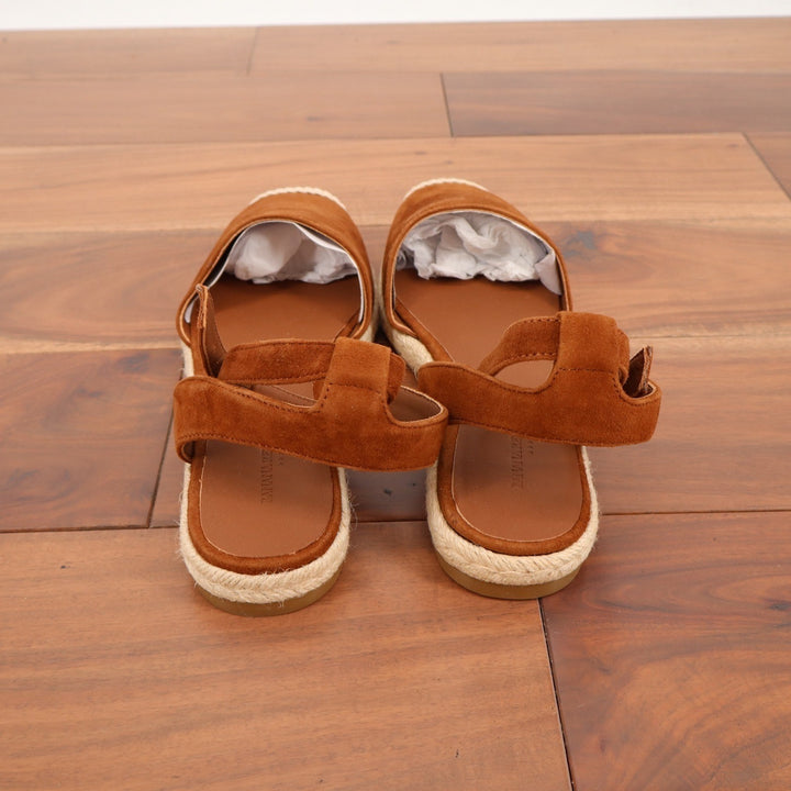 Banana Republic Womens Cognac Suede Espadrille Ankle Strap Flat Sandals 7.5