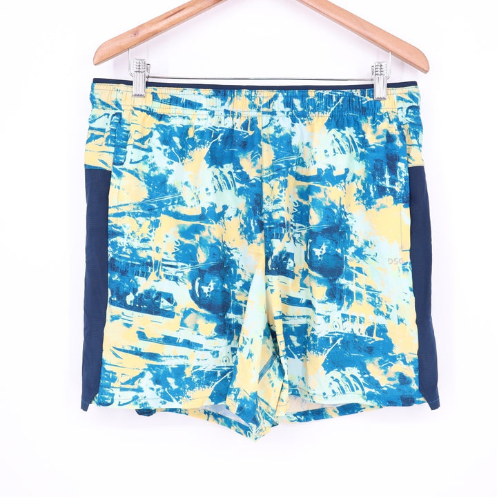 DSG Mens 5" Stride Short Chaos Blue Gleam Abstract Print Running Shorts Large