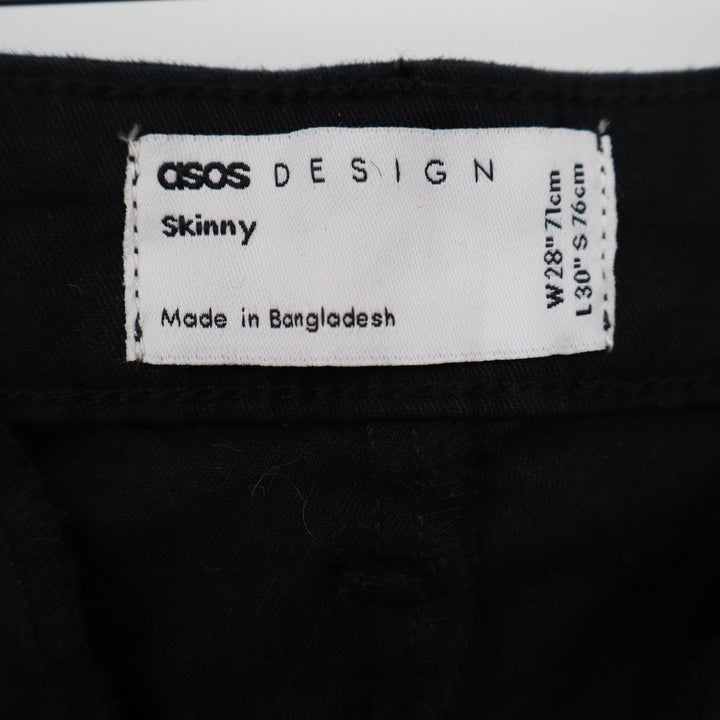 ASOS DESIGN Mens Skinny Chinos Black Cotton Stretch Trousers 28x30