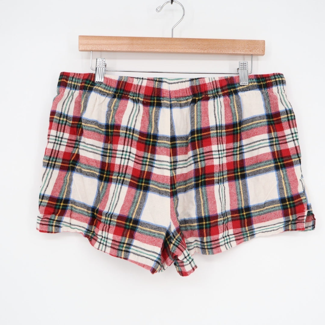Old navy Flannel Pajama Shorts Womens Large Multi Plaid Cotton Drawstring Waist