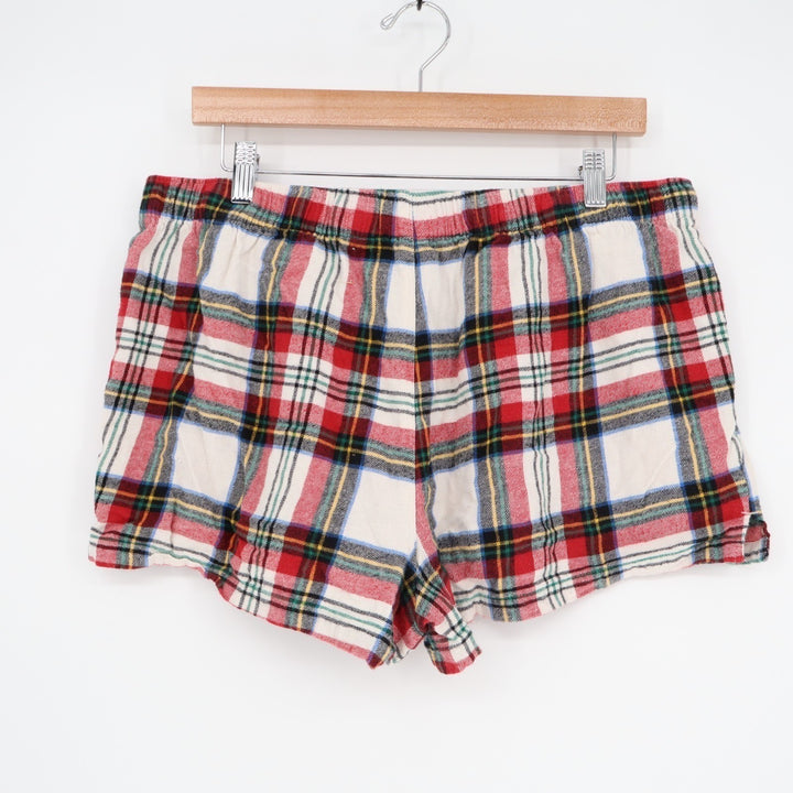 Old navy Flannel Pajama Shorts Womens Large Multi Plaid Cotton Drawstring Waist