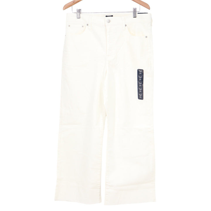 J.Crew Wide-Leg Crop Pants White Denim High Rise Stretch Size 31