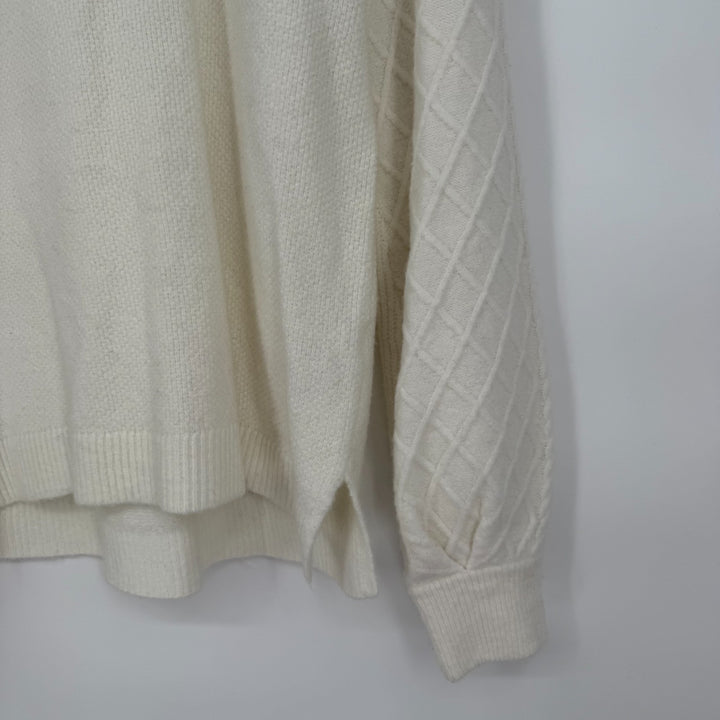Caslon Sweater Womens Small Beige Acrylic Raglan Sleeve High Neck High Low Hem