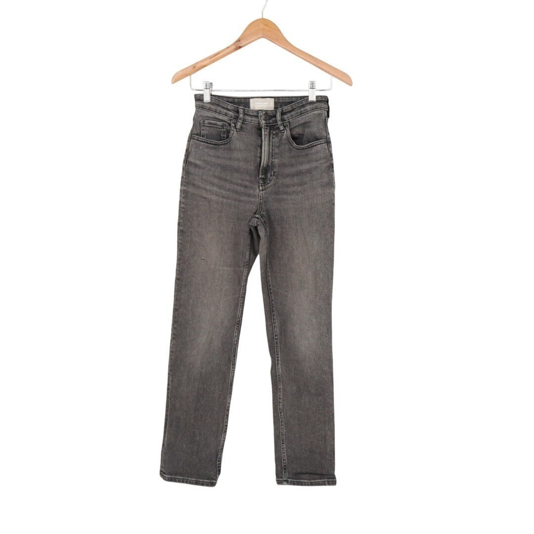 Everlane The High Rise Straight Jeans Womens 25 Gray Cotton Stretch Medium Wash