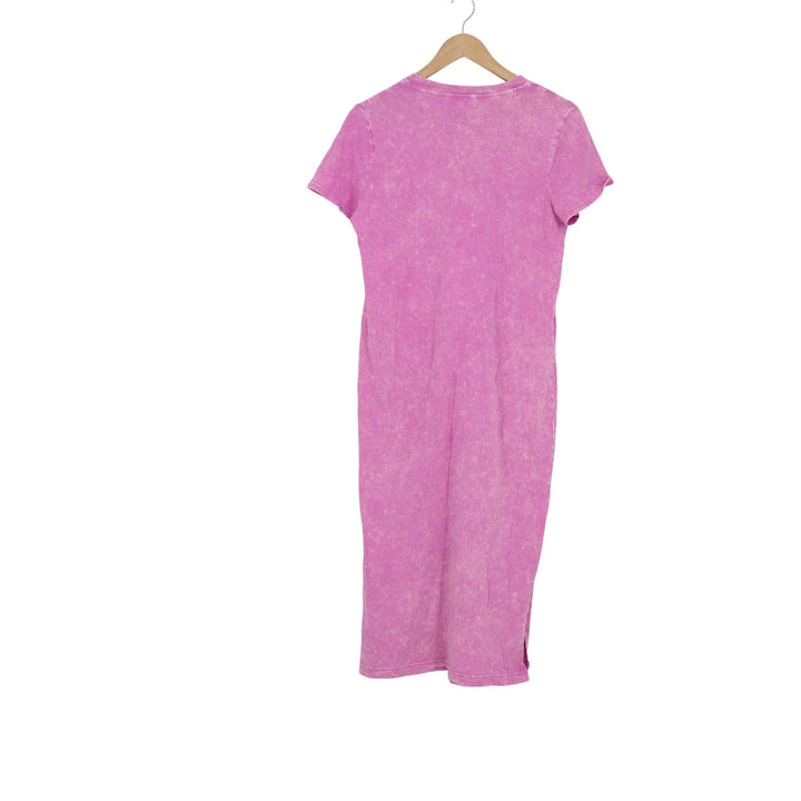 Time and Tru Pink Acid Wash Cotton T-Shirt Midi Dress with Pocket Small 4-6