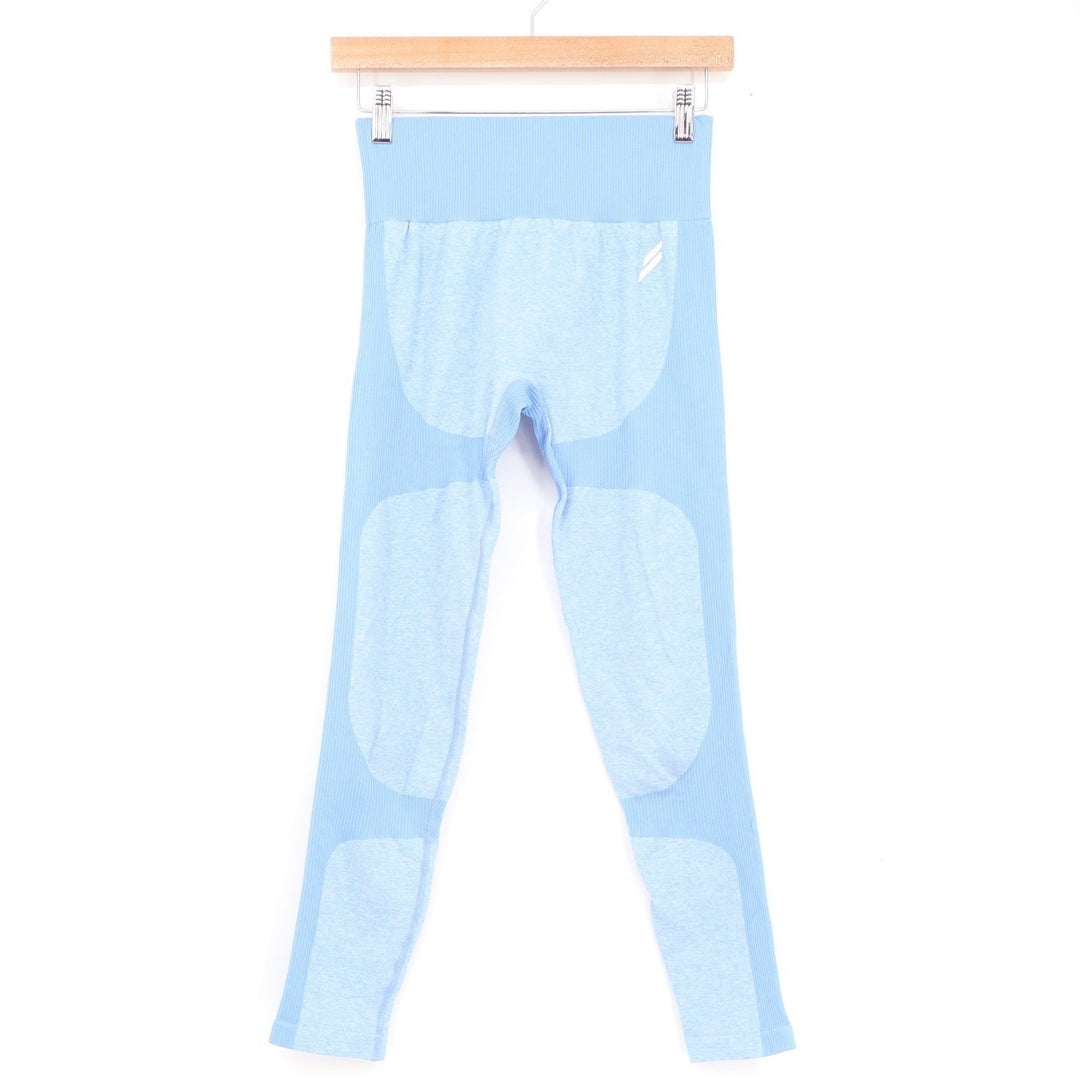 DoYouEven Womens Seamless High Waisted Contouring Leggings Light Blue Large