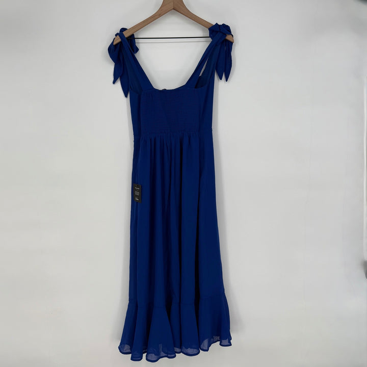 Lulus Summer Invite Royal Blue Tie-Strap Tiered Midi Dress Size M