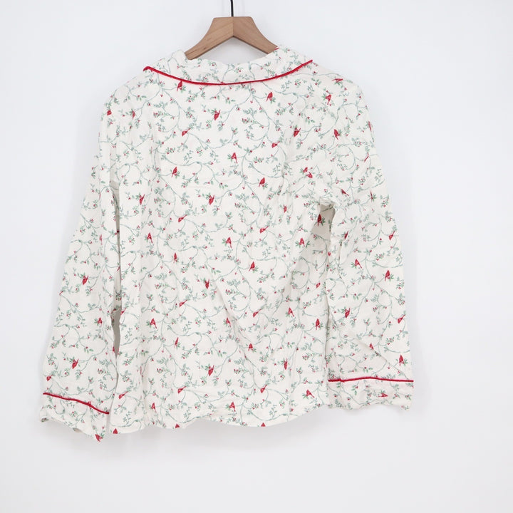 Charter Club Intimates Womens Small Pajama Set Cotton Cardinal Holiday White Red