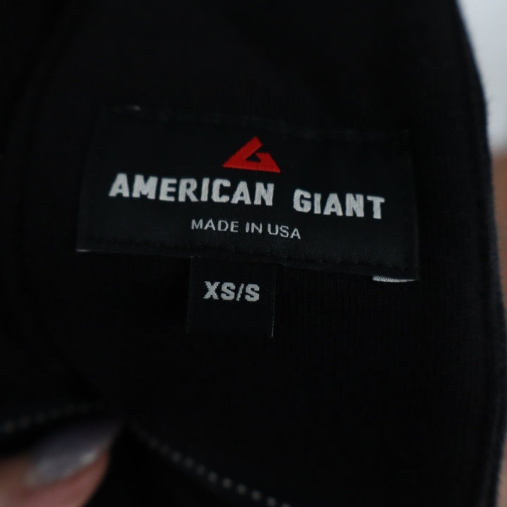 American Giant Long Coat Women XS/S Black Cotton Fleece Pocket Hooded Waist Belt