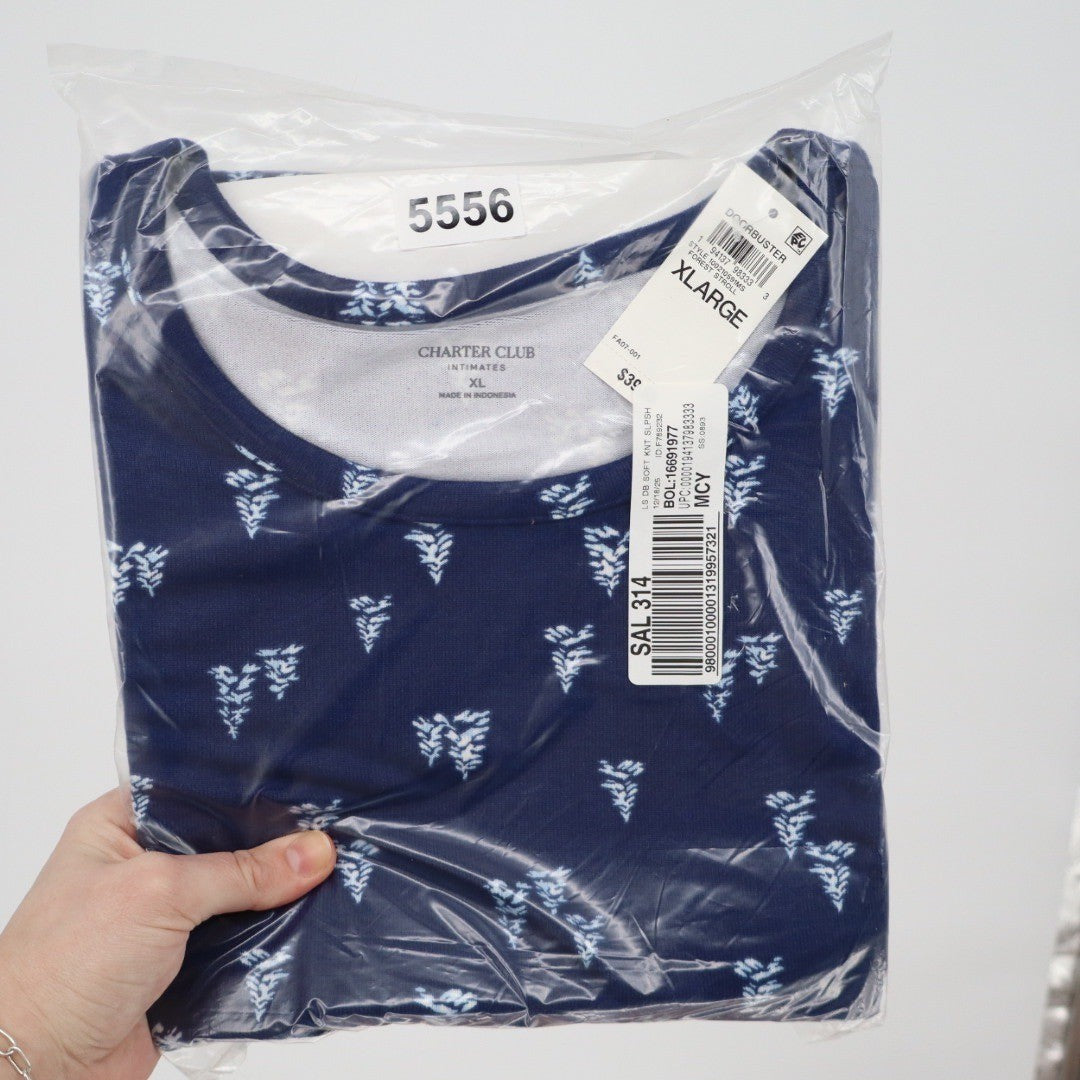 Charter Club Intimates Sleep Shirt XL Navy Blue Tree Print Soft Knit 10010599MS