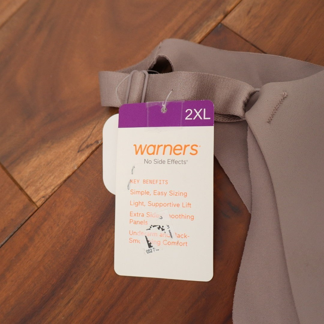 Warners No Side Effects Lift T-Shirt Bra Women 2XL Brown Underarm Back-Smoothing
