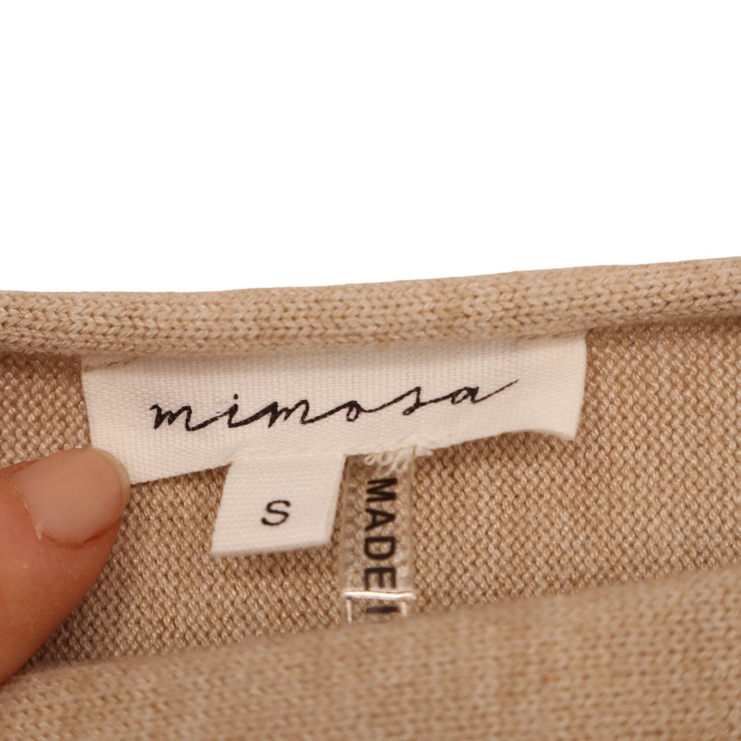 Mimosa Sweater Womens S Beige Tight Knit Boat Neck Dolman Sleeve Asymmetric Hem