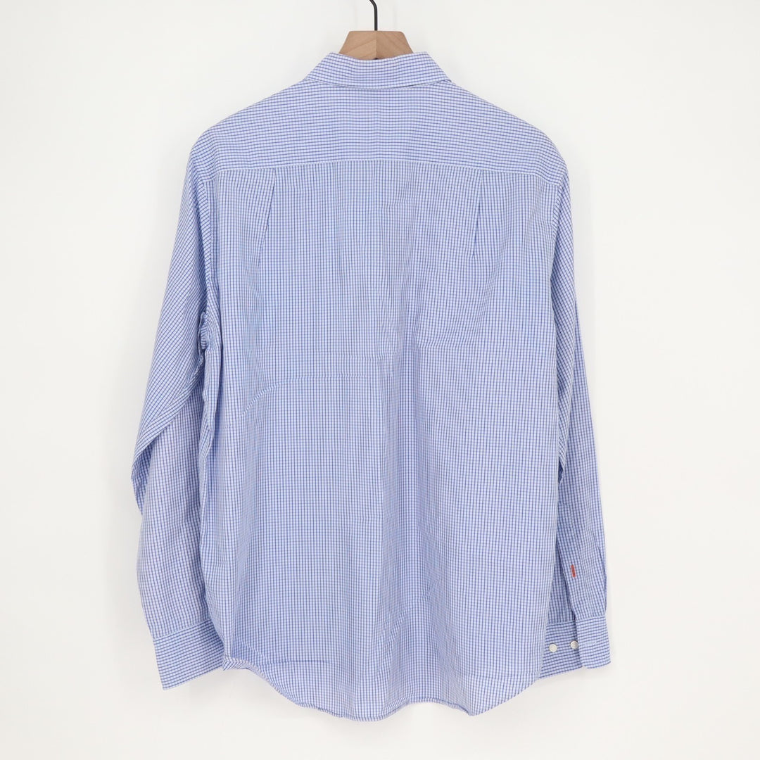 J.Mclaughlin Shirt Mens Small Blue Gingham Check Cotton Long Sleeve Button Up