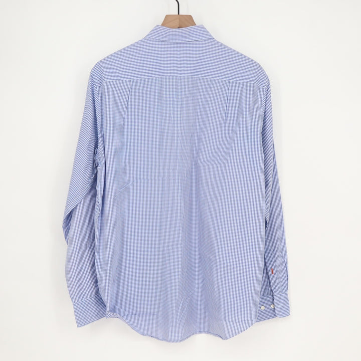 J.Mclaughlin Shirt Mens Small Blue Gingham Check Cotton Long Sleeve Button Up