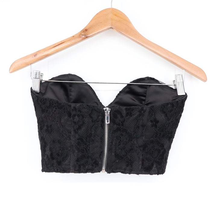 Naked Wardrobe Black Floral Lace Bustier Crop Top Sweetheart NWSP20-T7 XL Mens