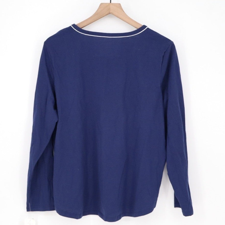 Charter Club Intimates Doorbuster Pajama Top Womens Large Navy Cotton Crew Neck
