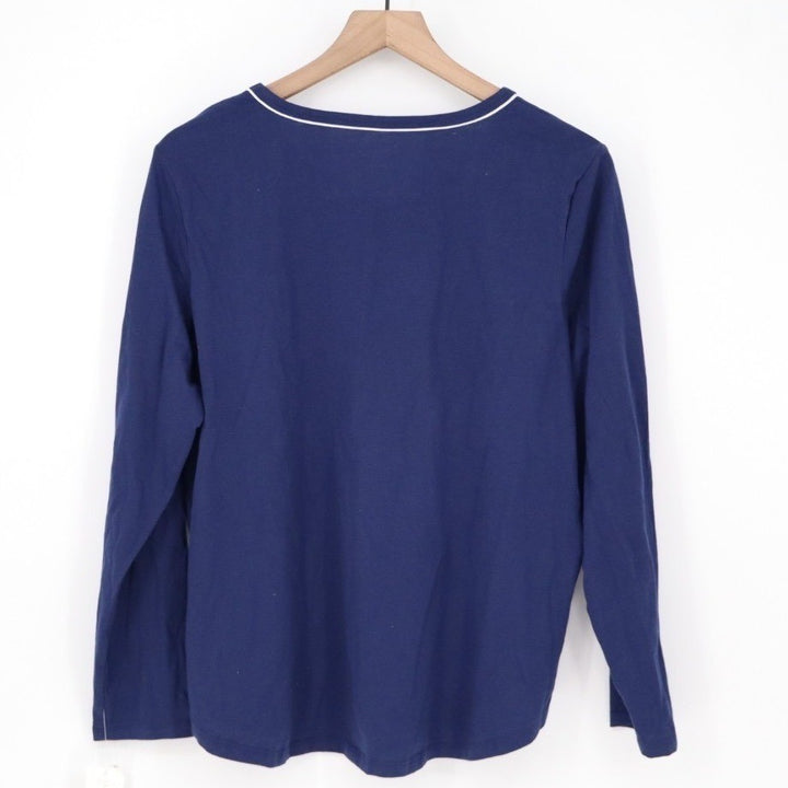 Charter Club Intimates Doorbuster Pajama Top Womens Large Navy Cotton Crew Neck
