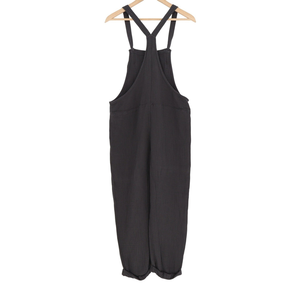 Aerie Charcoal Gray 100% Cotton Gauze Relaxed Tie Strap Overalls Size M