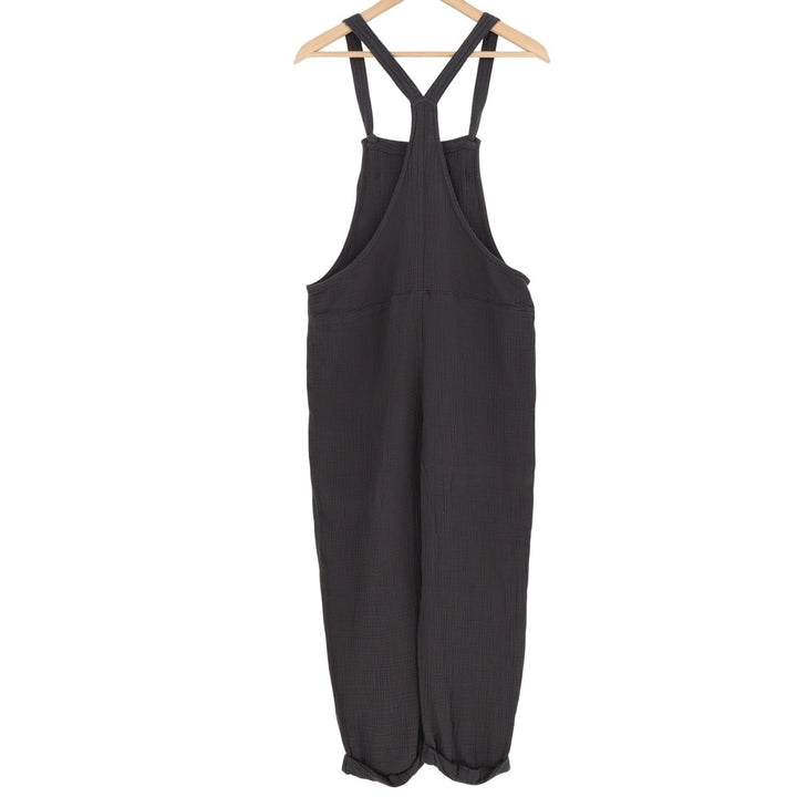 Aerie Charcoal Gray 100% Cotton Gauze Relaxed Tie Strap Overalls Size M