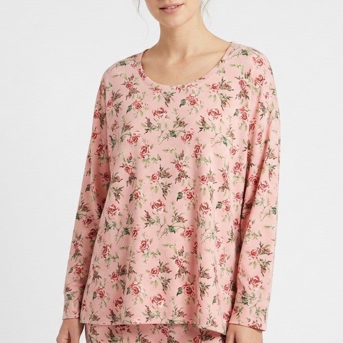 Charter Club Intimates Sleepshirt Womens 3X Pink Floral Stretch Henley Neck