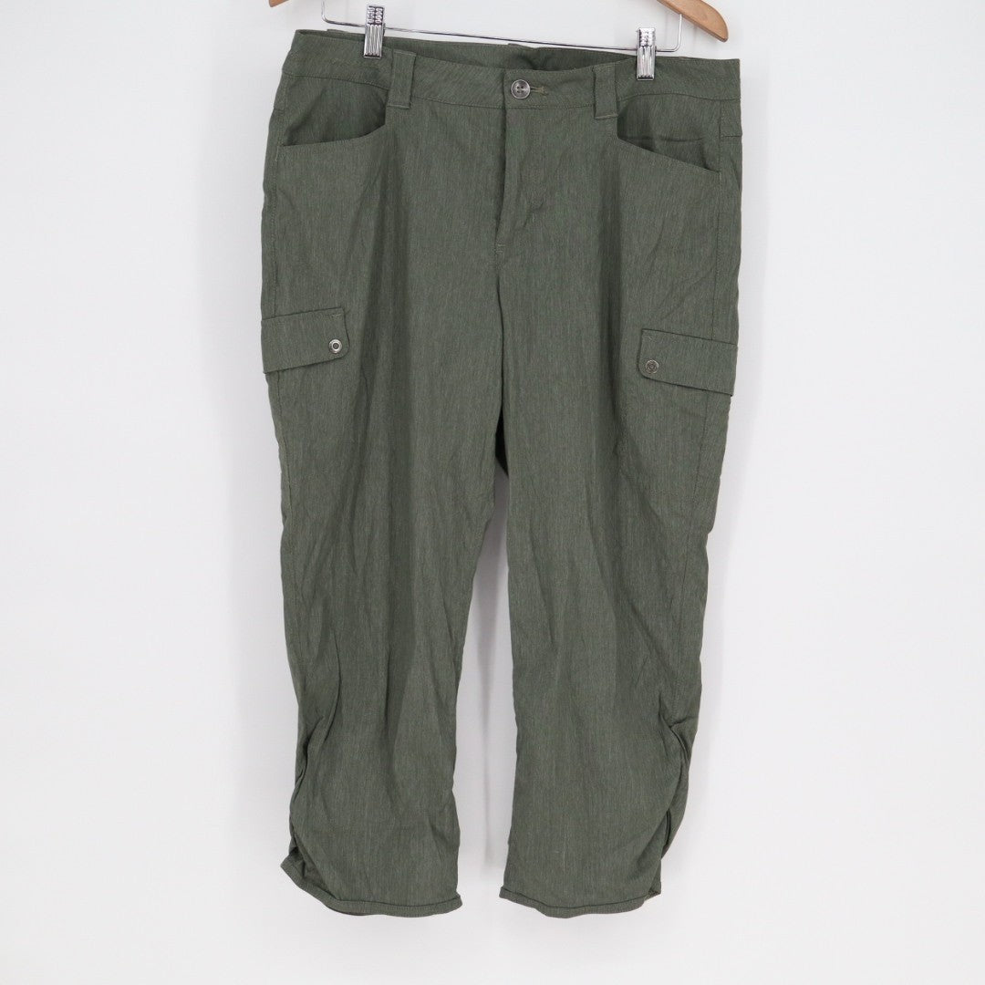 Eddie Bauer Utility Cargo Pants Women's T14 Olive Green stretch Straight Leg